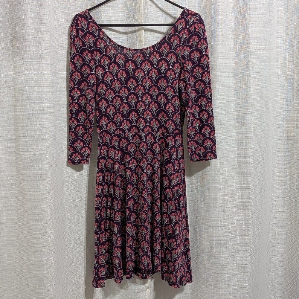 Express Floral Skater Dress‎ Boho XS Purple Fit Flare Hippie Balletcore retro